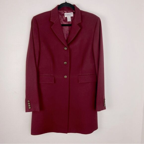 Pendleton Vintage Wool Burgundy Longline Blazer Academia  Minimalist Size 10 - Picture 1 of 12